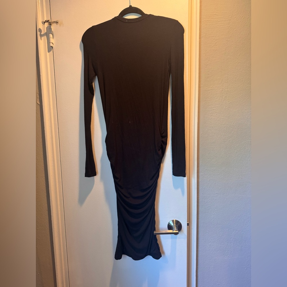 ATM Ribbed Long Sleeve Ruched Dress - Picture 7 of 8